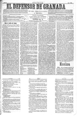 'El Defensor de Granada  : diario político independiente' - Año XI Número 3665 1ª ed. - 1890 Junio 19