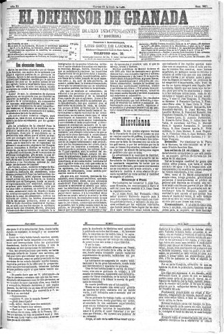 'El Defensor de Granada  : diario político independiente' - Año XI Número 3667 1ª ed. - 1890 Junio 20