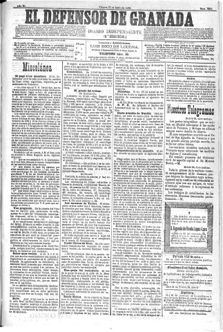 'El Defensor de Granada  : diario político independiente' - Año XI Número 3668 2ª ed. - 1890 Junio 20