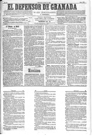'El Defensor de Granada  : diario político independiente' - Año XI Número 3673 1ª ed. - 1890 Junio 24