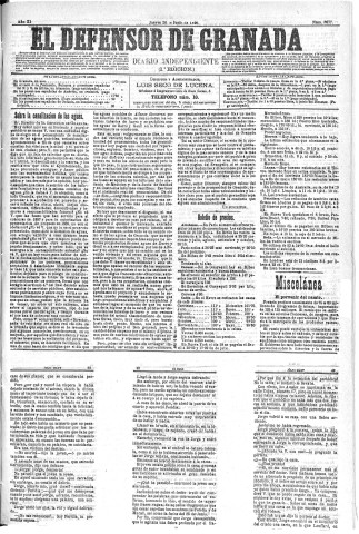 'El Defensor de Granada  : diario político independiente' - Año XI Número 3677 1ª ed. - 1890 Junio 26