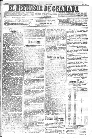 'El Defensor de Granada  : diario político independiente' - Año XI Número 3684 2ª ed. - 1890 Junio 30