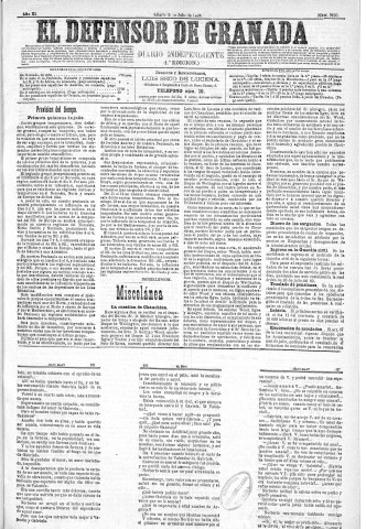 'El Defensor de Granada  : diario político independiente' - Año XI Número 3693 1ª ed. - 1890 Julio 05