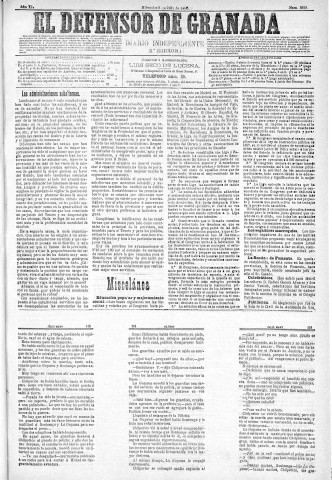 'El Defensor de Granada  : diario político independiente' - Año XI Número 3699 1ª ed. - 1890 Julio 09