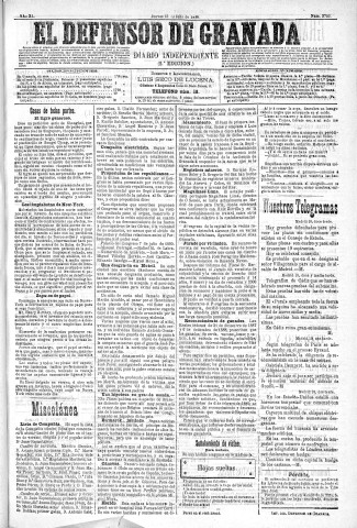 'El Defensor de Granada  : diario político independiente' - Año XI Número 3702 2ª ed. - 1890 Julio 10