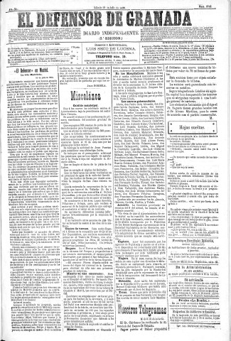 'El Defensor de Granada  : diario político independiente' - Año XI Número 3706 2ª ed. - 1890 Julio 12