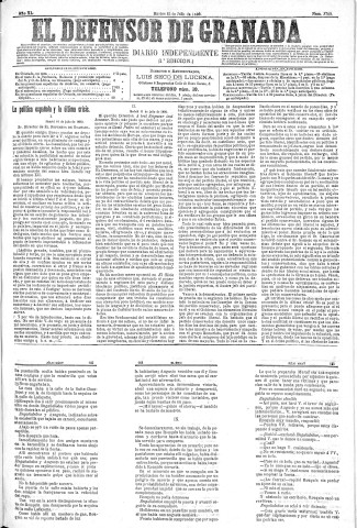 'El Defensor de Granada  : diario político independiente' - Año XI Número 3709 1ª ed. - 1890 Julio 15