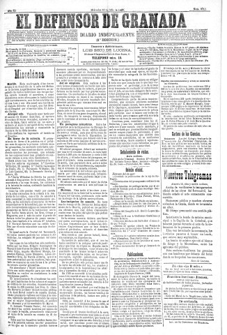 'El Defensor de Granada  : diario político independiente' - Año XI Número 3712 2ª ed. - 1890 Julio 16