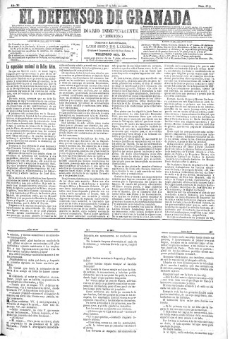 'El Defensor de Granada  : diario político independiente' - Año XI Número 3713 1ª ed. - 1890 Julio 17