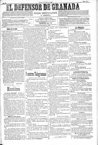 'El Defensor de Granada  : diario político independiente' - Año XI Número 3718 2ª ed. - 1890 Julio 19