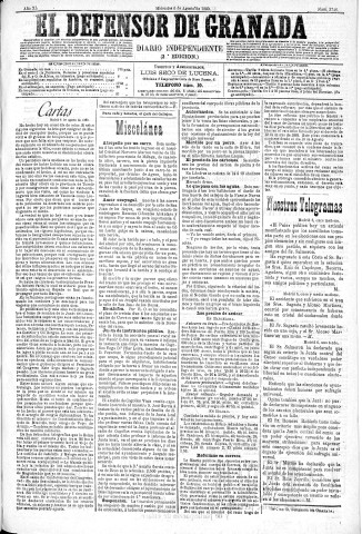 'El Defensor de Granada  : diario político independiente' - Año XI Número 3748 2ª ed. - 1890 Agosto 06