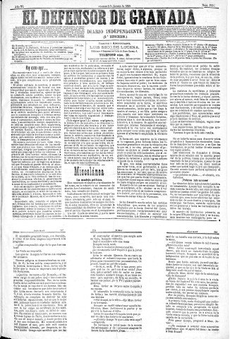 'El Defensor de Granada  : diario político independiente' - Año XI Número 3751 1ª ed. - 1890 Agosto 08