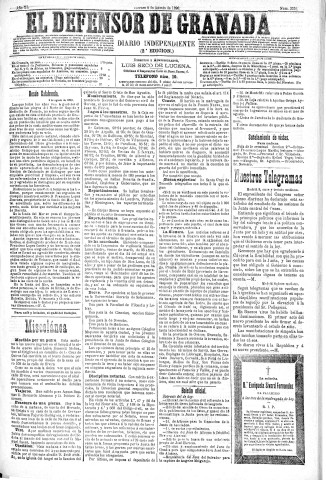 'El Defensor de Granada  : diario político independiente' - Año XI Número 3752 2ª ed. - 1890 Agosto 08