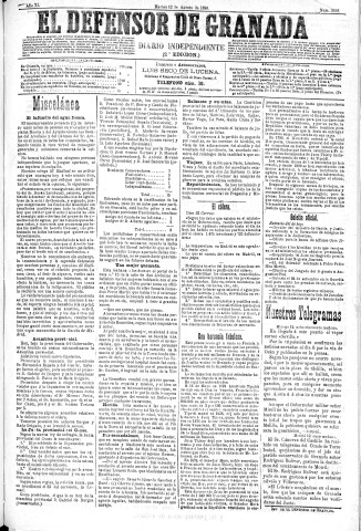 'El Defensor de Granada  : diario político independiente' - Año XI Número 3757 2ª ed. - 1890 Agosto 12