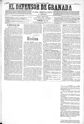'El Defensor de Granada  : diario político independiente' - Año XI Número 3761 1ª ed. - 1890 Agosto 14