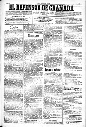 'El Defensor de Granada  : diario político independiente' - Año XI Número 3778 2ª ed. - 1890 Agosto 23