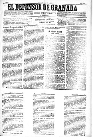 'El Defensor de Granada  : diario político independiente' - Año XI Número 3779 1ª ed. - 1890 Agosto 24