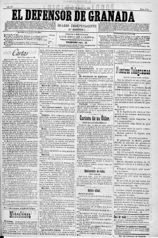'El Defensor de Granada  : diario político independiente' - Año XI Número 3784 2ª ed. - 1890 Agosto 27
