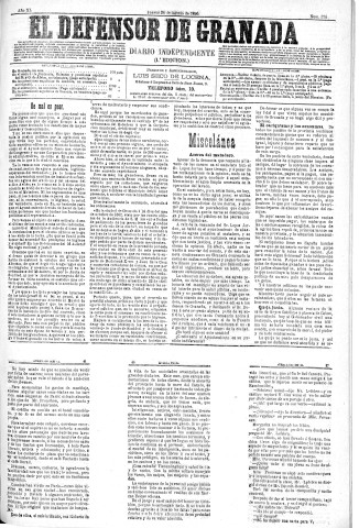 'El Defensor de Granada  : diario político independiente' - Año XI Número 3785 1ª ed. - 1890 Agosto 28