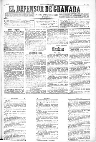 'El Defensor de Granada  : diario político independiente' - Año XI Número 3789 1ª ed. - 1890 Agosto 30