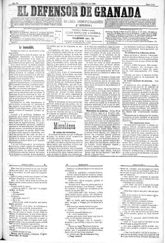 'El Defensor de Granada  : diario político independiente' - Año XI Número 3793 1ª ed. - 1890 Septiembre 02