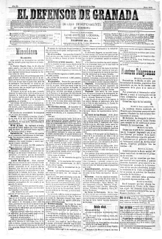 'El Defensor de Granada  : diario político independiente' - Año XI Número 3798 2ª ed. - 1890 Septiembre 04