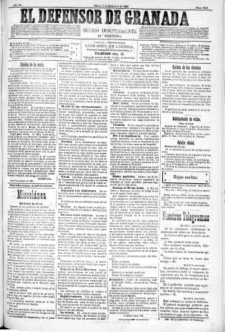 'El Defensor de Granada  : diario político independiente' - Año XI Número 3802 2ª ed. - 1890 Septiembre 06