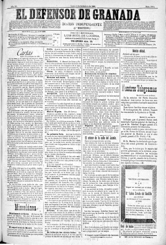 'El Defensor de Granada  : diario político independiente' - Año XI Número 3804 1ª ed. - 1890 Septiembre 08