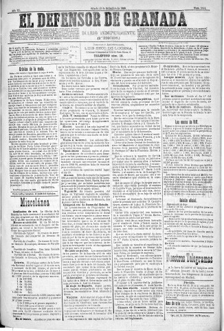 'El Defensor de Granada  : diario político independiente' - Año XI Número 3814 2ª ed. - 1890 Septiembre 13