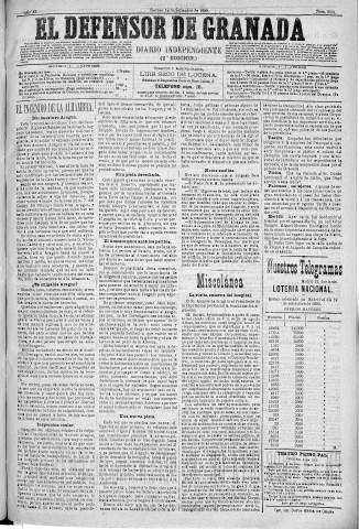 'El Defensor de Granada  : diario político independiente' - Año XI Número 3824 2ª ed. - 1890 Septiembre 19