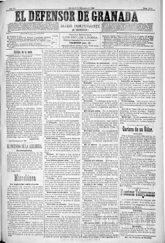 'El Defensor de Granada  : diario político independiente' - Año XI Número 3830 2ª ed. - 1890 Septiembre 23