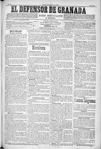 'El Defensor de Granada  : diario político independiente' - Año XI Número 3836 2ª ed. - 1890 Septiembre 26