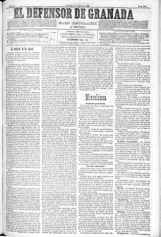 'El Defensor de Granada  : diario político independiente' - Año XI Número 3851 1ª ed. - 1890 Octubre 05