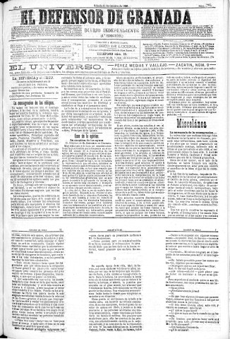 'El Defensor de Granada  : diario político independiente' - Año XI Número 3861 1ª ed. - 1890 Octubre 11