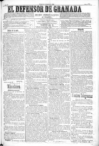 'El Defensor de Granada  : diario político independiente' - Año XI Número 3862 2ª ed. - 1890 Octubre 11