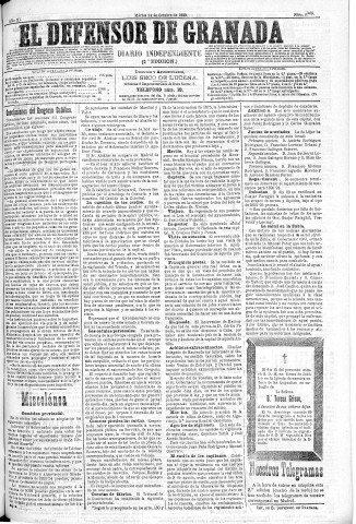 'El Defensor de Granada  : diario político independiente' - Año XI Número 3866 2ª ed. - 1890 Octubre 14