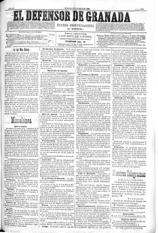 'El Defensor de Granada  : diario político independiente' - Año XI Número 3868 2ª ed. - 1890 Octubre 15