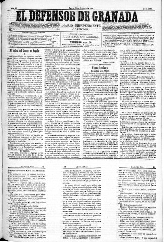 'El Defensor de Granada  : diario político independiente' - Año XI Número 3881 1ª ed. - 1890 Octubre 23