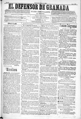 'El Defensor de Granada  : diario político independiente' - Año XI Número 3886 2ª ed. - 1890 Octubre 25