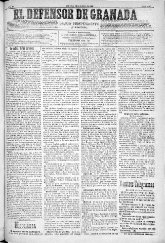 'El Defensor de Granada  : diario político independiente' - Año XI Número 3892 2ª ed. - 1890 Octubre 29