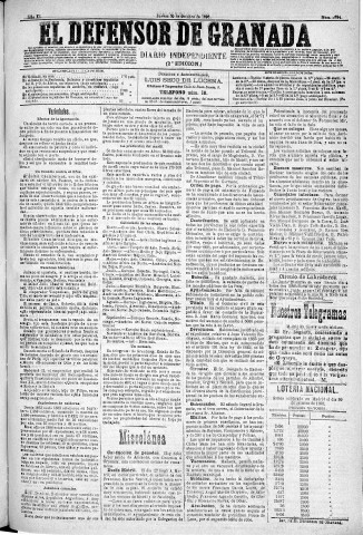 'El Defensor de Granada  : diario político independiente' - Año XI Número 3894 2ª ed. - 1890 Octubre 30
