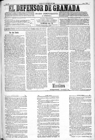 'El Defensor de Granada  : diario político independiente' - Año XI Número 3899 1ª ed. - 1890 Noviembre 02