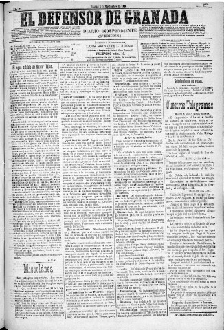 'El Defensor de Granada  : diario político independiente' - Año XI Número 3906 2ª ed. - 1890 Noviembre 06