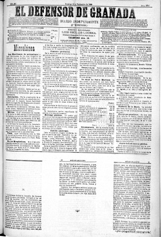 'El Defensor de Granada  : diario político independiente' - Año XI Número 3911 1ª ed. - 1890 Noviembre 09