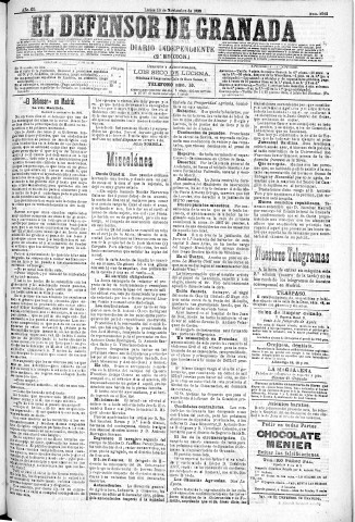 'El Defensor de Granada  : diario político independiente' - Año XI Número 3912 2ª ed. - 1890 Noviembre 10