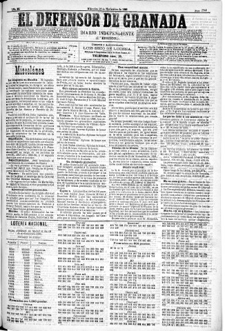 'El Defensor de Granada  : diario político independiente' - Año XI Número 3915 1ª ed. - 1890 Noviembre 12
