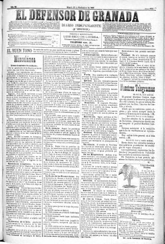'El Defensor de Granada  : diario político independiente' - Año XI Número 3922 2ª ed. - 1890 Noviembre 15