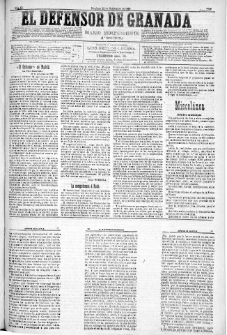 'El Defensor de Granada  : diario político independiente' - Año XI Número 3935 1ª ed. - 1890 Noviembre 23