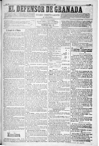'El Defensor de Granada  : diario político independiente' - Año XI Número 3936 1ª ed. - 1890 Noviembre 24