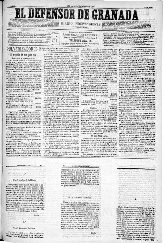 'El Defensor de Granada  : diario político independiente' - Año XI Número 3937 1ª ed. - 1890 Noviembre 25